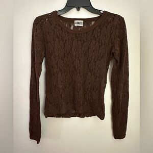 Limite Chocolate Lace Long Sleeve Top Small
